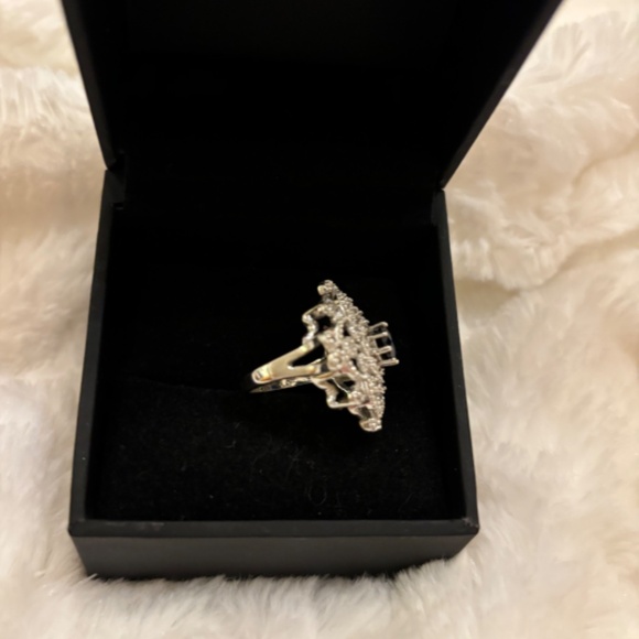 Lab Created Sapphire and Genuine Diamond Ring - Picture 2 of 5